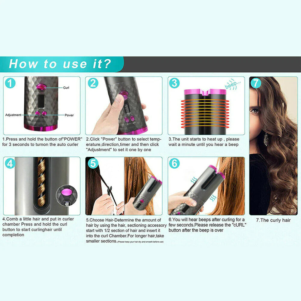 Cordless Automatic Wireless Hair Curler