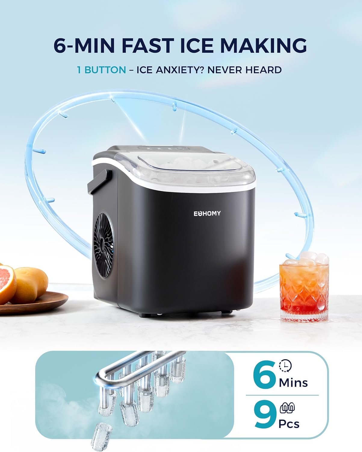Portable Countertop Ice Maker with Handle