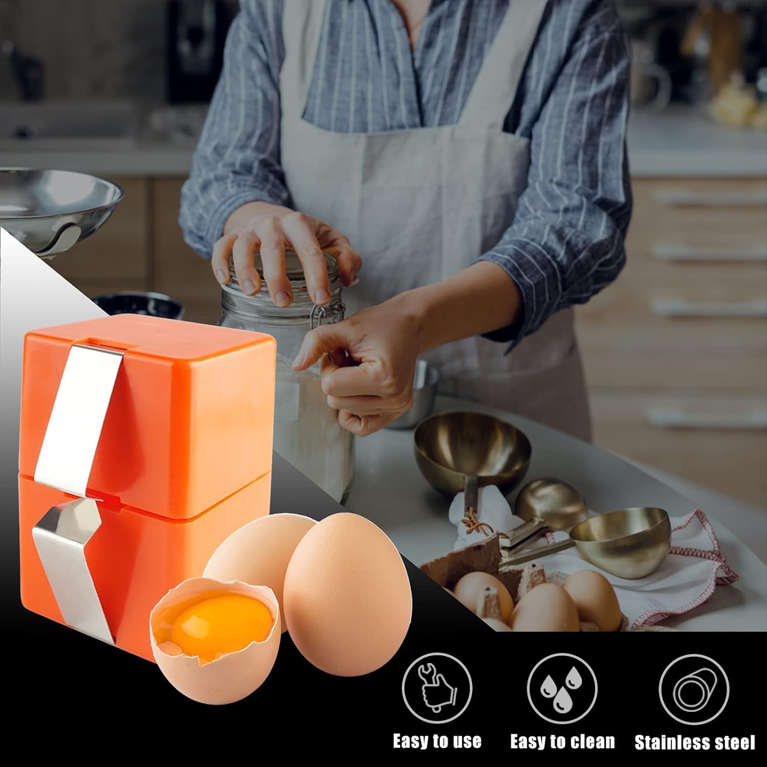 Egg Cracker with Stainless Yolk Separator