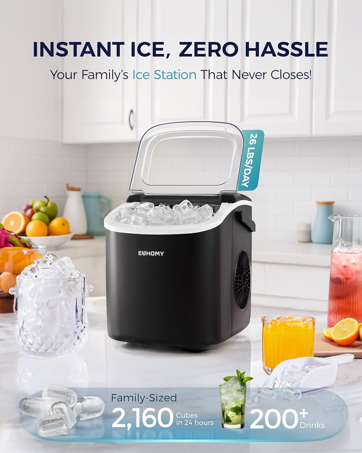 Portable Countertop Ice Maker with Handle