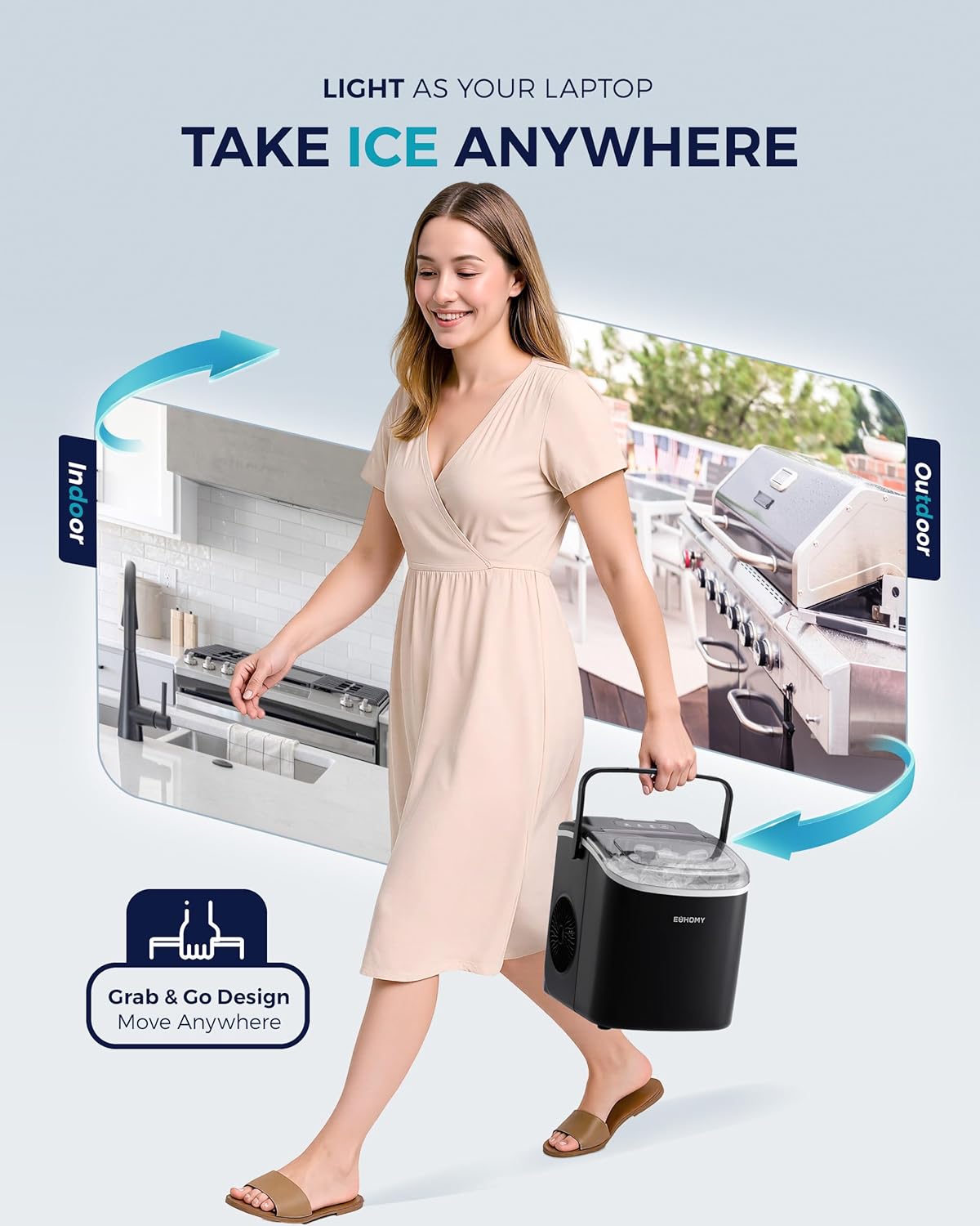 Portable Countertop Ice Maker with Handle