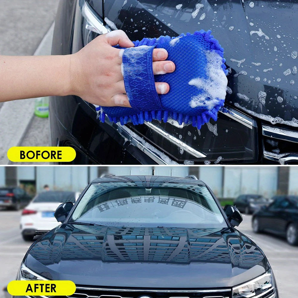 Washing Sponge Brush Soft Chenille Coral Fleece Microfiber Washing Brush Car Body Cleaning Water Absorbtion Brushes Detailing