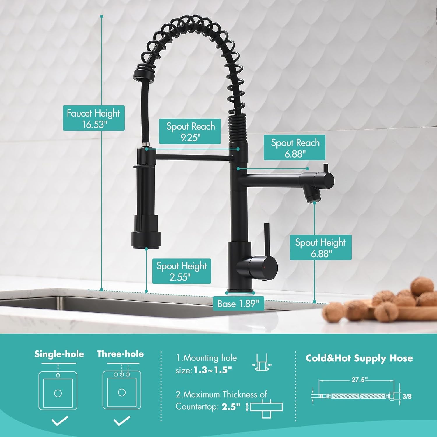 Matte Black Pull-Down Kitchen Faucet